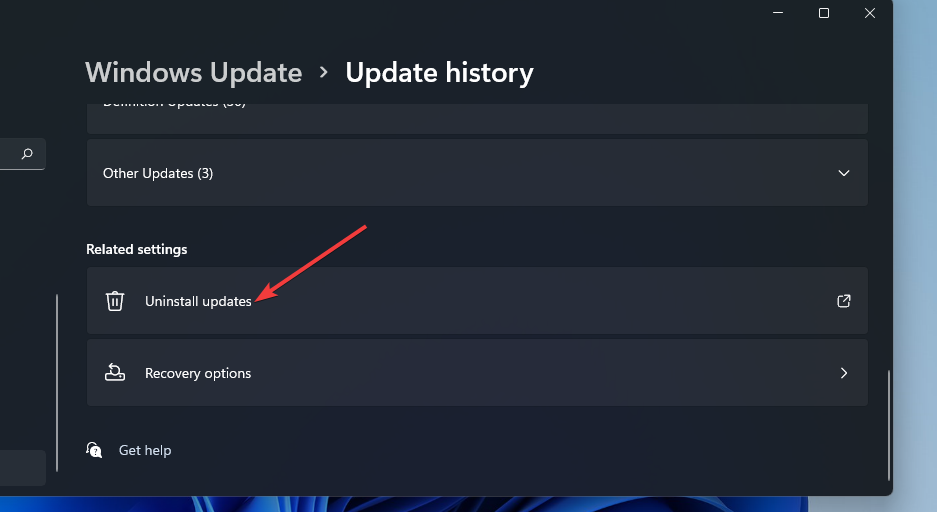 Uninstall-updates-option