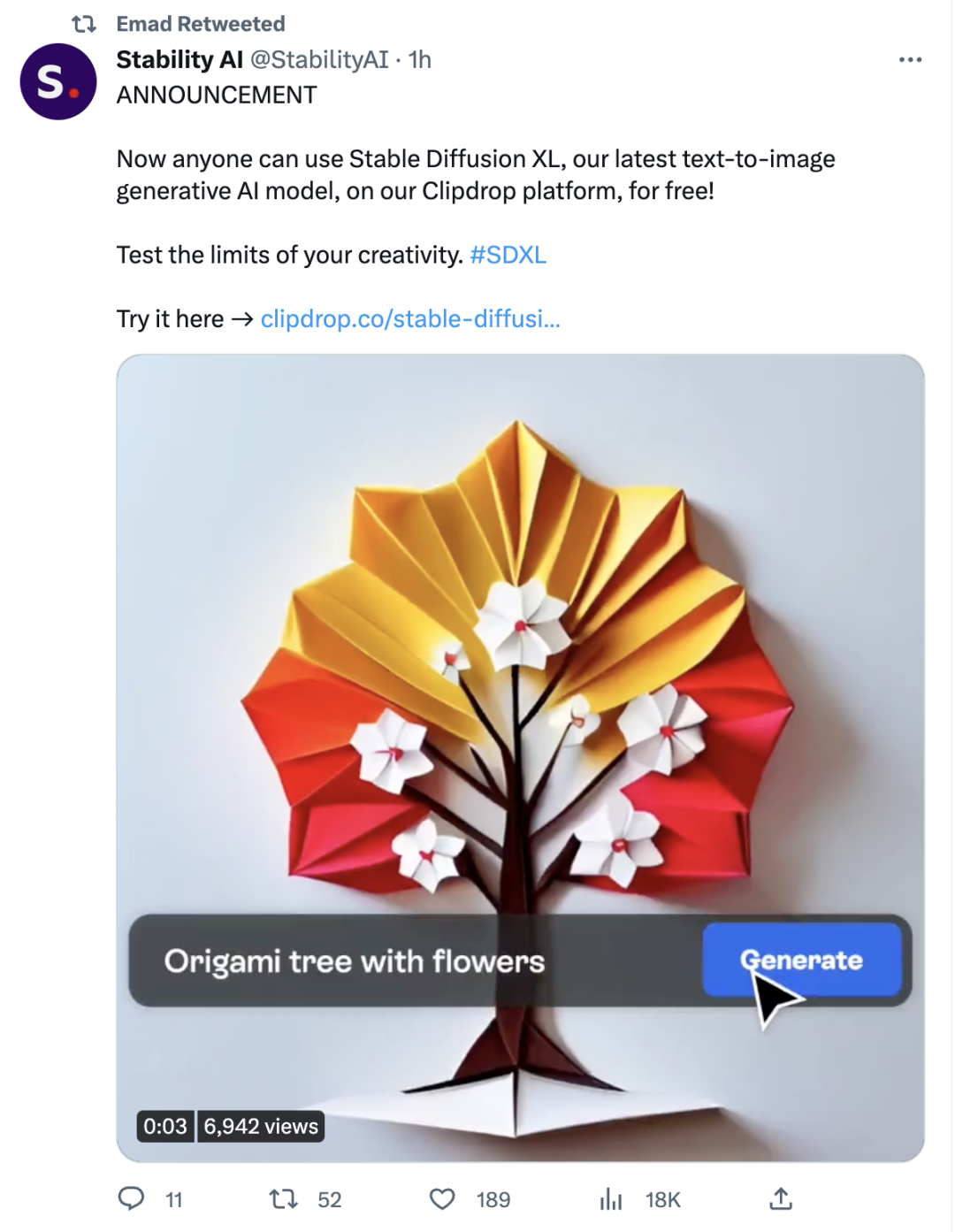 Midjourney危!Stable Diffusion-XL开启公测:会画手、能写字,再也不用写长prompt了