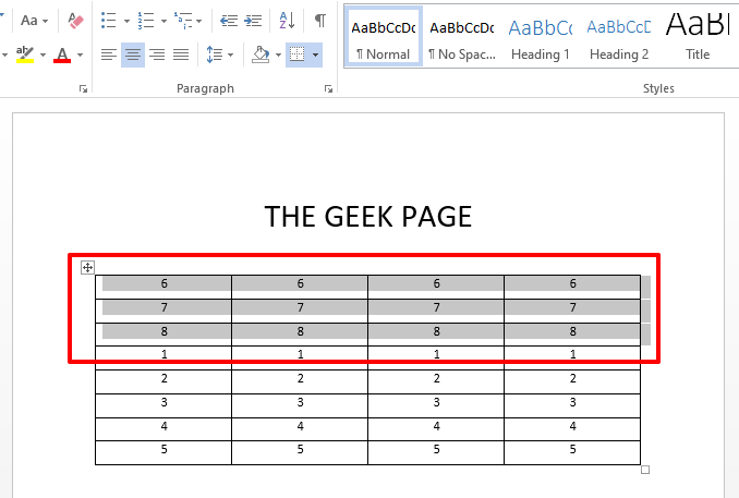 如何在 Microsoft Word 表格中向上或向下移动行