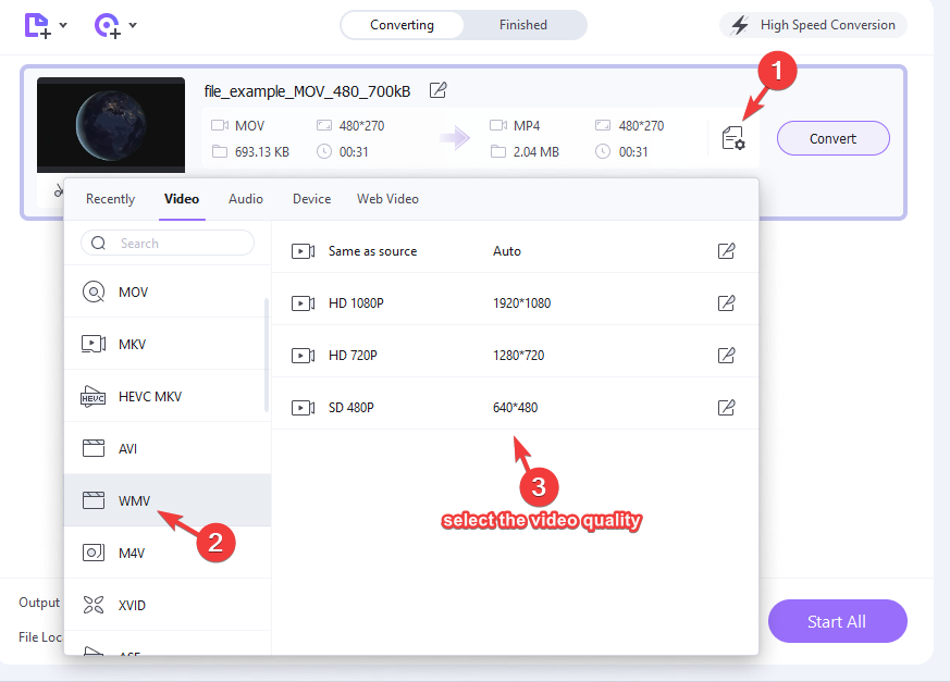 Choose-format-WMV-select-quality