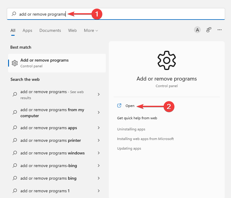 Click-on-Start-menu-and-search-for-Add-or-Remove-Programs-and-click-on-Open
