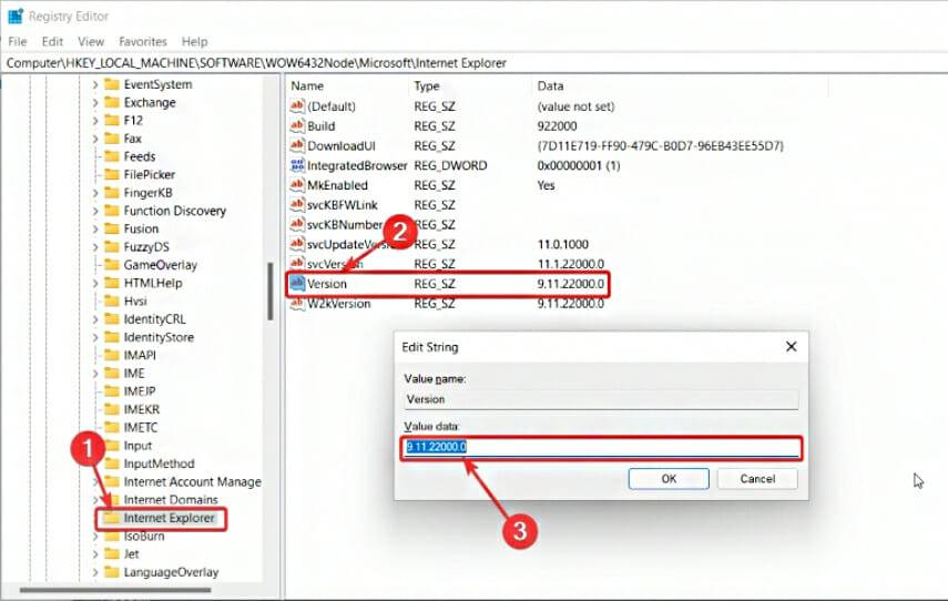 Locate-internet-explorer-folder-and-change-version-value