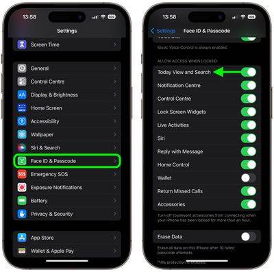 如何在 iPhone 锁定屏幕上禁用今日视图和搜索