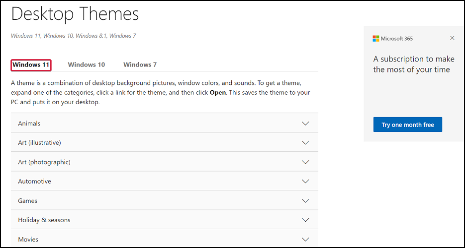 Microsoft-themes-website