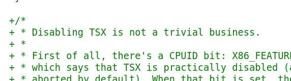 针对 Linux 内核队列的新 Intel TSX 修复,强制关闭 TSX“开发模式”