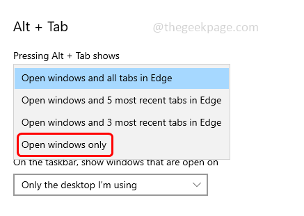 如何从 Windows PC 上的 Alt+Tab 中删除 Microsoft Edge 浏览器选项卡