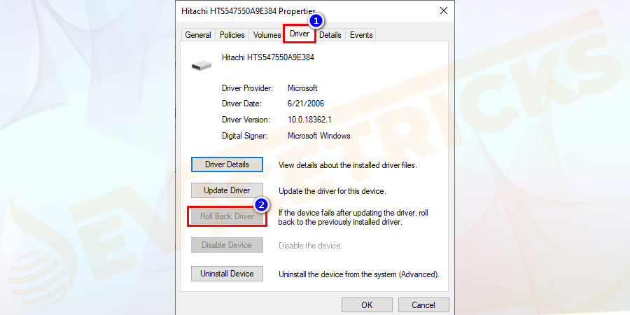 Device-Manager-Disk-Drives-Roll-Back-Driver