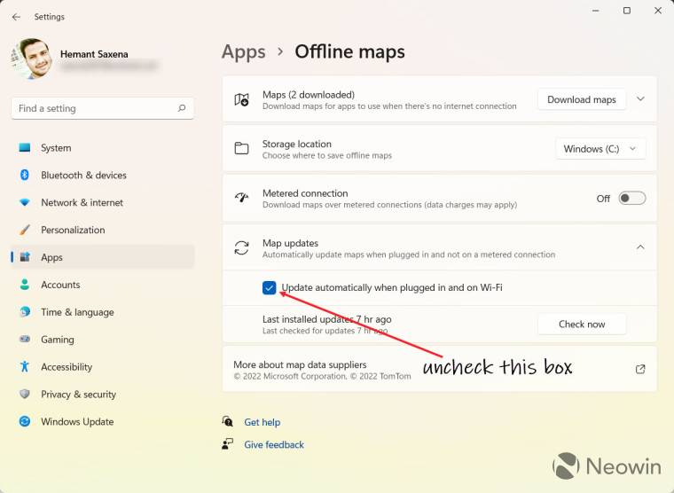 如何阻止 Windows 自动更新离线地图