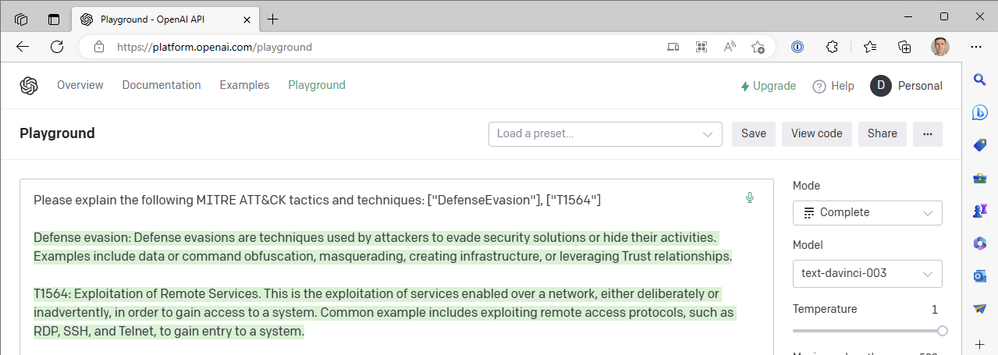 OpenAI 和 Microsoft Sentinel 第 3 部分:达芬奇与 Turbo