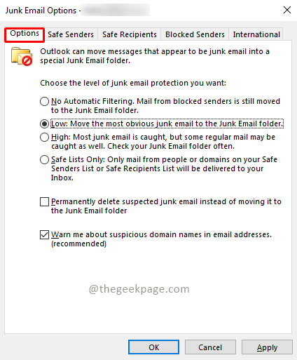 如何在 Outlook 中编辑垃圾邮件选项