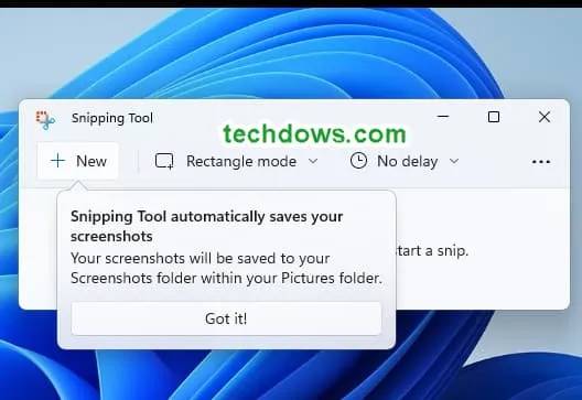 Windows 11 截图工具获得屏幕截图的自动保存功能