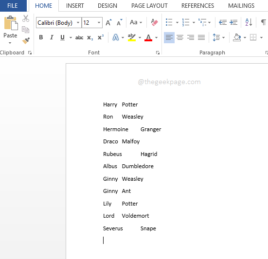 如何根据 MS Word 中的名字和姓氏按字母顺序对名称列表进行排序