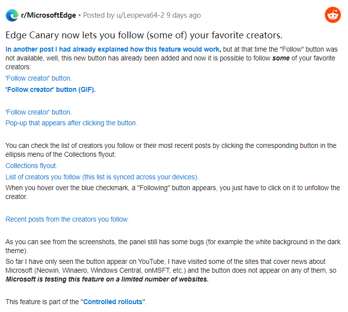 Microsoft Edge 正在测试一种现代 RSS 源,可让你关注 YouTube 创作者