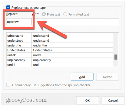 type-arrows-word-autocorrect-replace