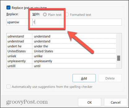 type-arrows-word-autocorrect-with