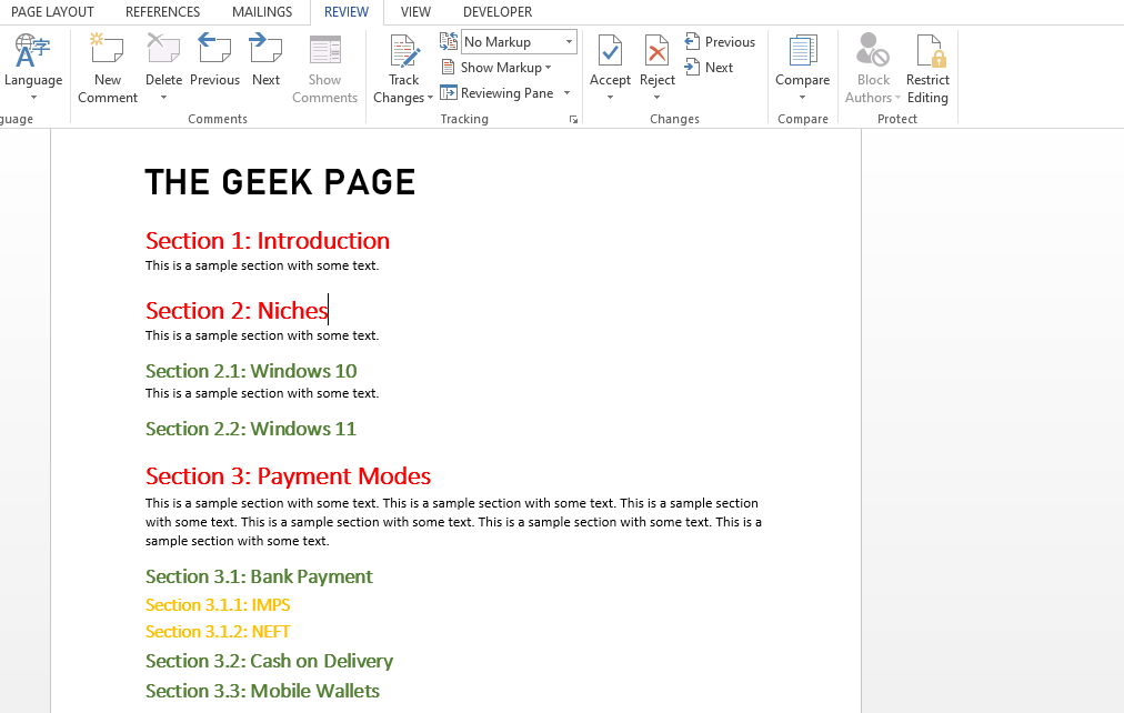 如何打印不带注释的 Word 文档