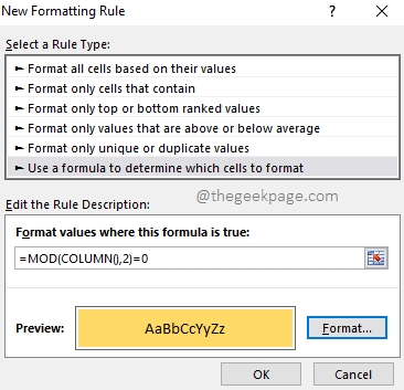 如何在 MS Excel 中为交替行或列着色