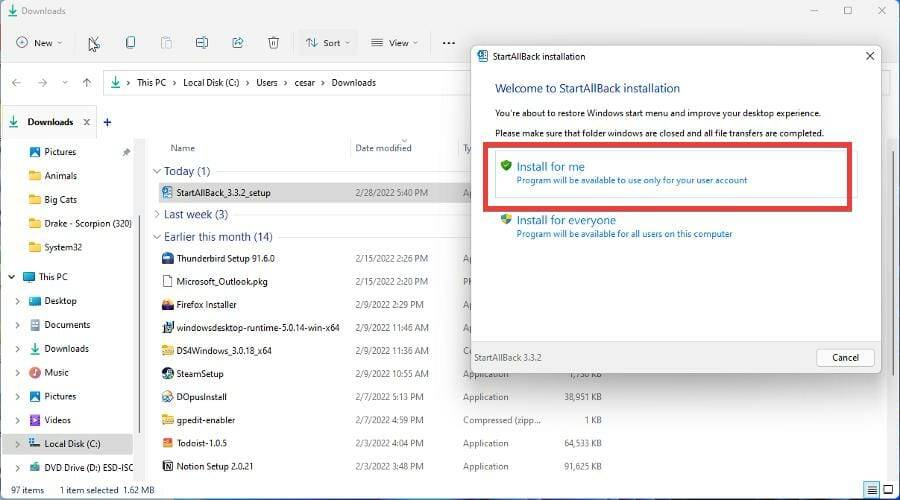 在 Windows 11 上使用 StartAllBack 恢复到 Windows 10 界面