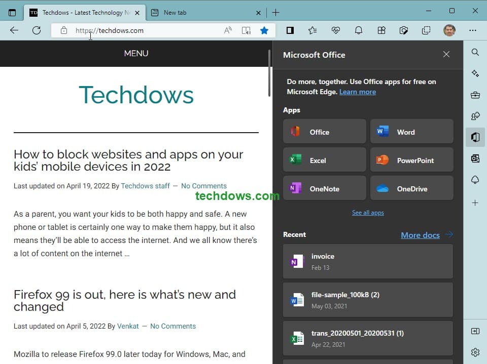 Microsoft-Office-Pane-on-Sidebar