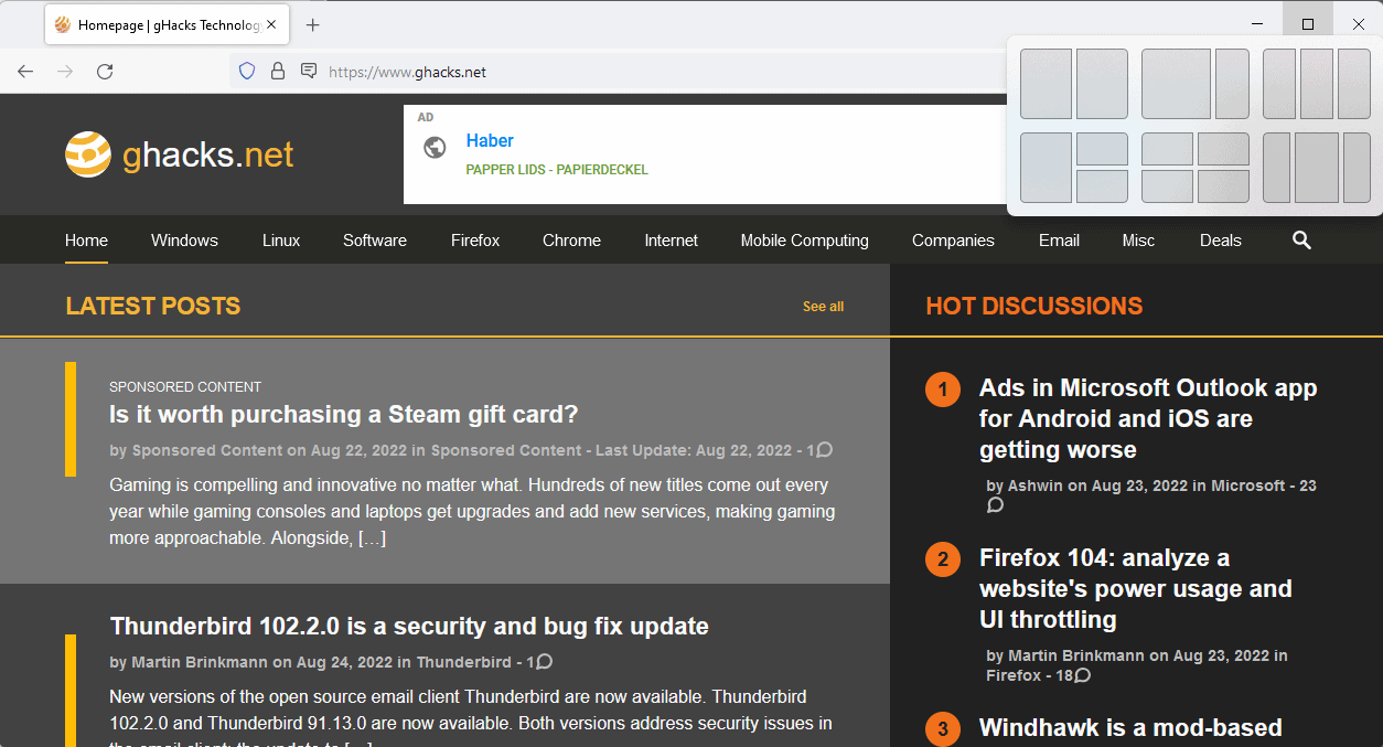 Windows 11 版本 22H2：快照辅助更改