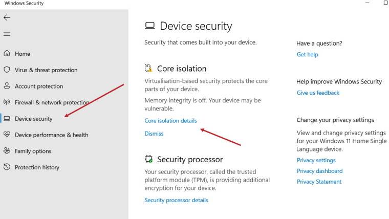 如何在 Windows 11 中启用 Core Isolation 的内存完整性功能