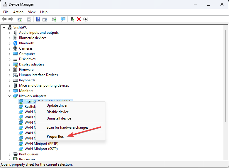 Properties-Network-Adapater