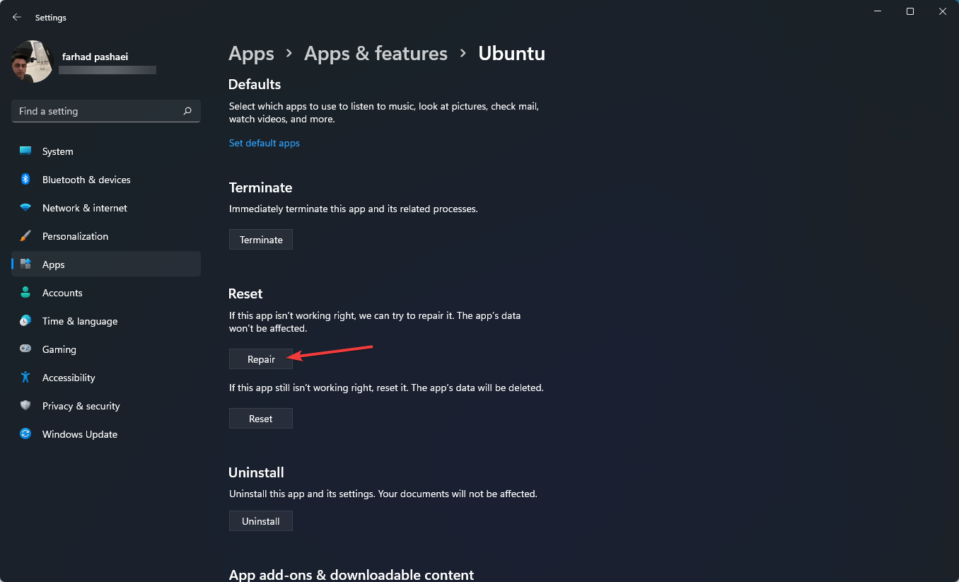 Repairing-app-to-fix-WSL-on-Windows-11