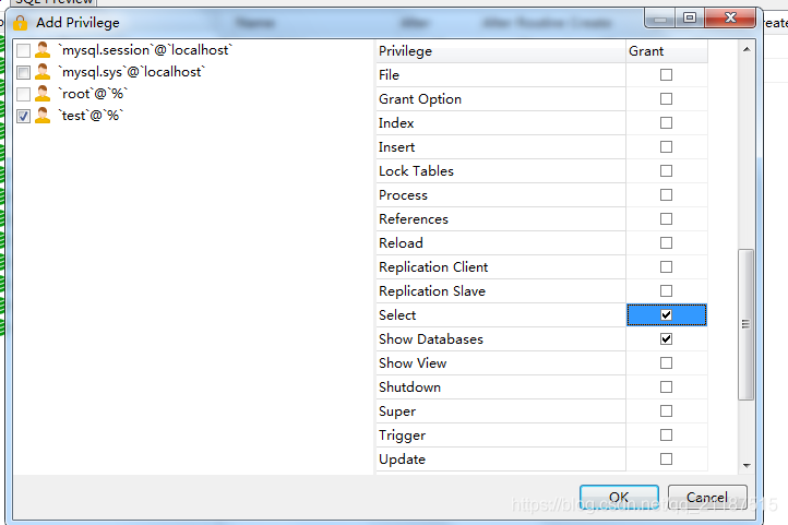 如何解决Navicat中配置MySQL数据库用户权限的问题？