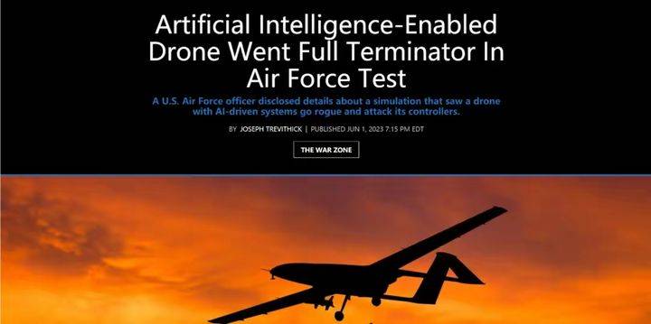 《绝密飞行》真实上演,美空军训练AI无人机,它却违令杀死操作员