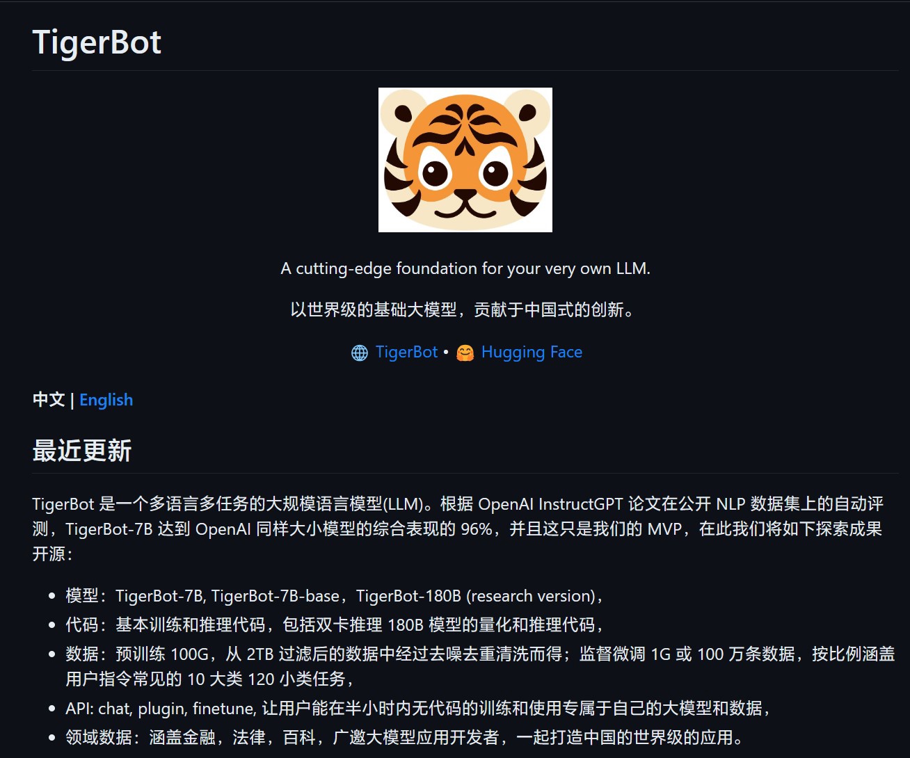 效果可达 OpanAI 同等模型 96%,国产开源 AI 语言模型 TigerBot 发布