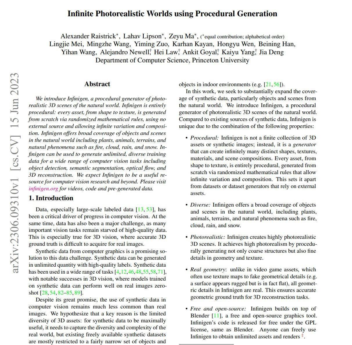 普林斯顿大学推出 Infinigen AI 模型,生成真实自然环境 3D 场景