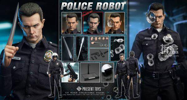 1/6动作人偶：液态机器人警察终结者T1000罗伯特