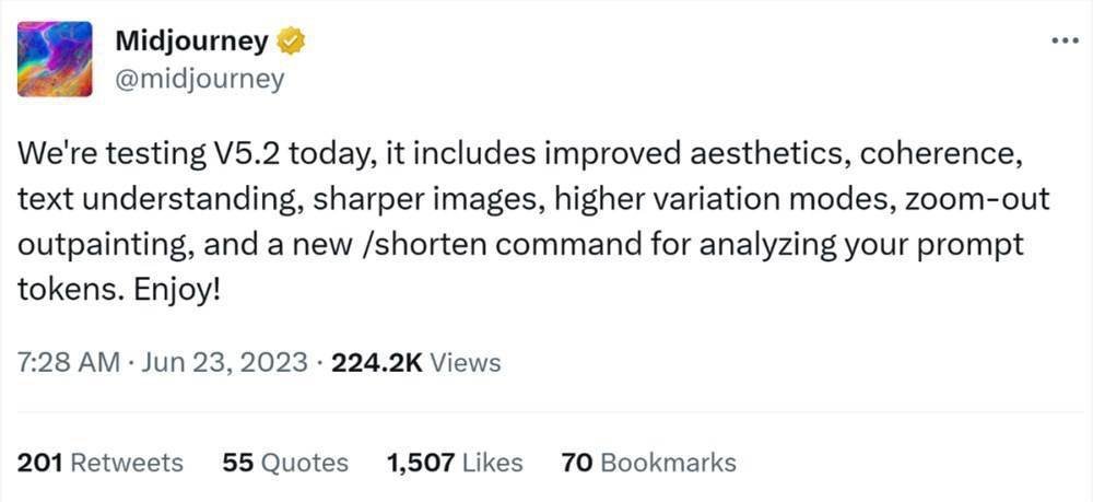 Midjourney的AI画工具5.2版本发布，新增变焦效果功能
