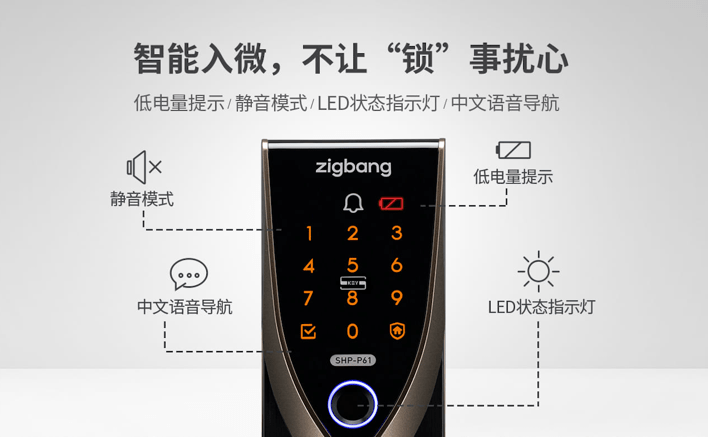 引领智能锁高端新潮流，Zigbang直帮物联网智能锁SHP-P61来了