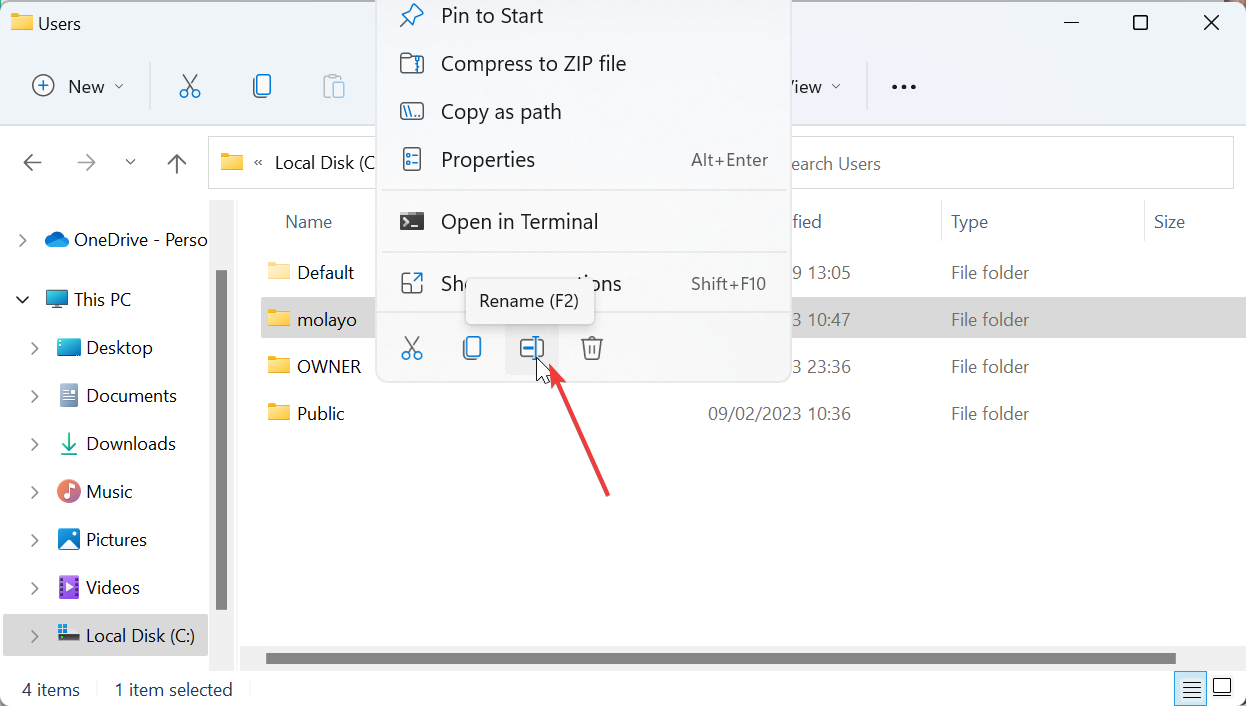 在 Windows 11 上更改用户文件夹名称的 4 个步骤