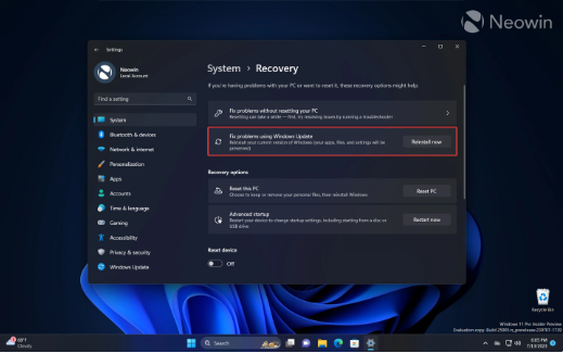简单方便！Win11 Build 25905预览版通过Windows Update实现系统修复