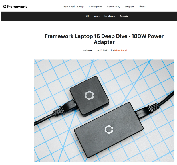 Framework与Chicony群光合作推出180W USB-C充电器，突破传统功率限制