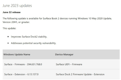 6月30日截止，Surface Book 2和Surface Pro 6更新将不再提供支持