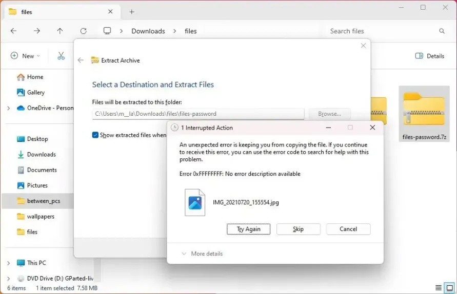 暂不支持加密文件,Windows 11 新预览版原生解压 RAR 和 7-Zip 文件体验