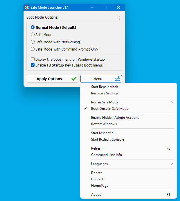 Windows 11 安全模式启动器 v1.1 下载，最简单启动安全模式的方法