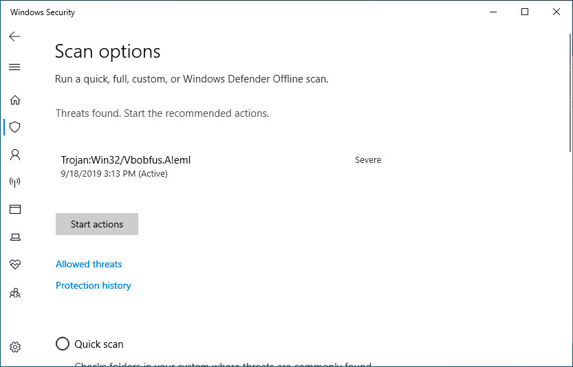 Win10如何使用WindowsDefender对文件夹进行扫描。