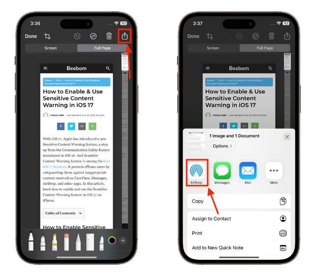 如何在iPhone上拍摄滚动屏幕截图