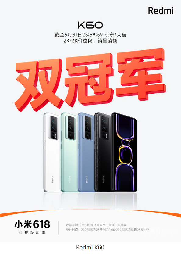Redmi K60震撼销量、销额双冠!强劲优惠,2K-3K价位段独尊!