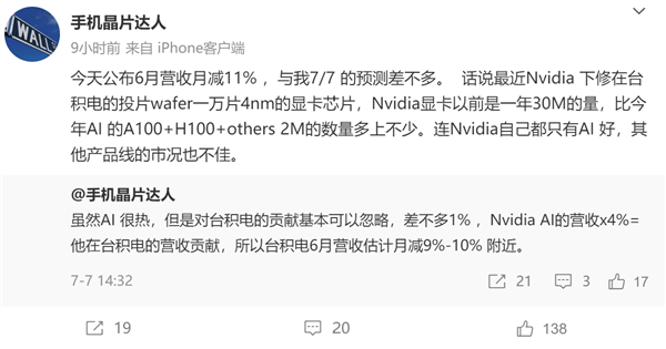 收入绝望下跌!台积电雪上加霜:大客户NVIDIA对显卡砍单