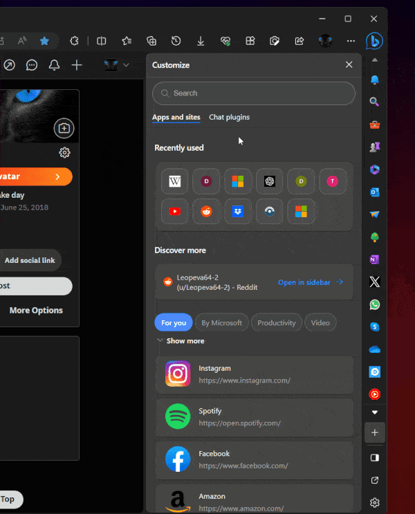 首批扩展插件现已上线,微软Canary频道中的Microsoft Edge浏览器更新中迎来了必应聊天的支持