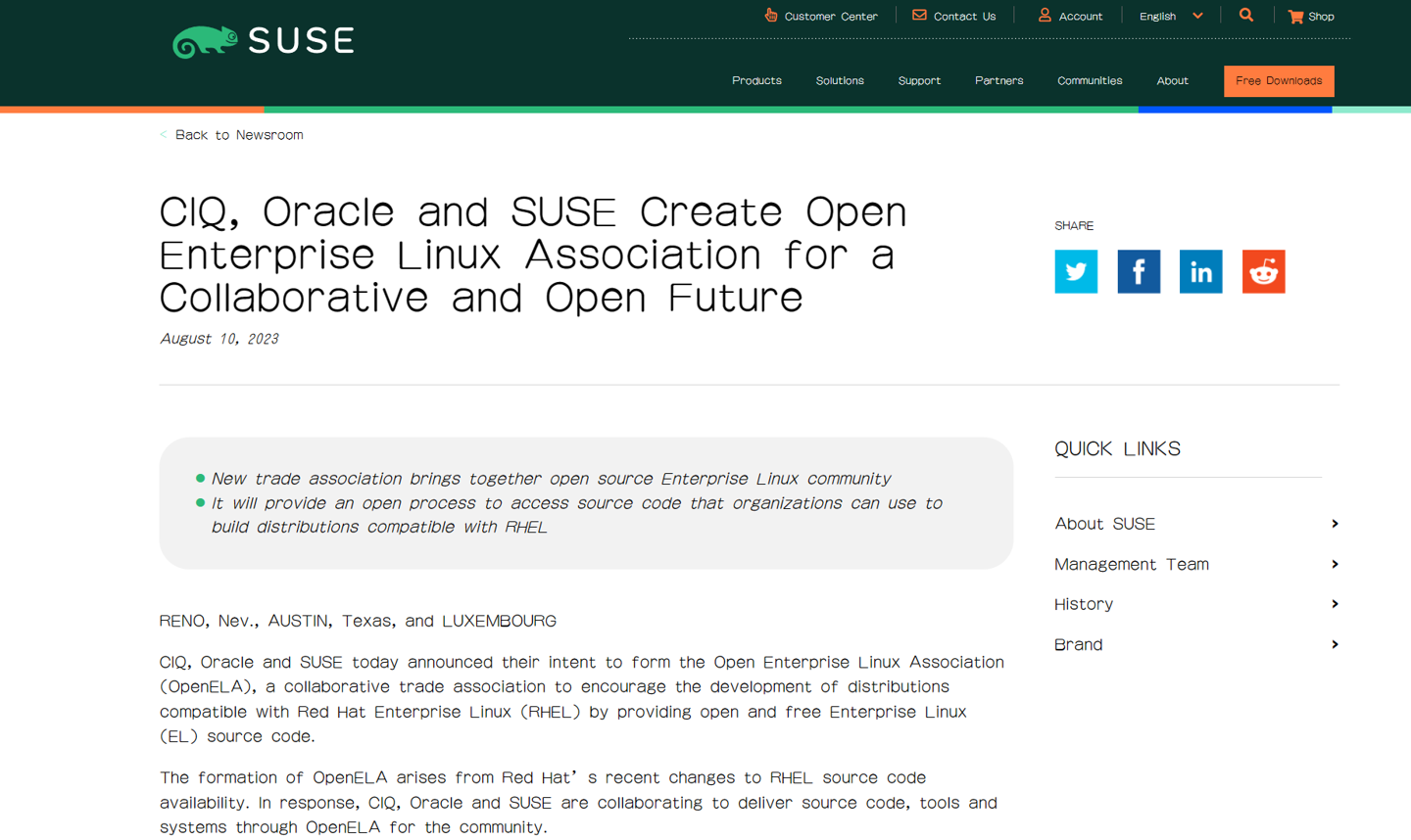 甲骨文、SUSE 与 CIQ 联合成立 Open Enterprise Linux 协会,共同开发与红帽 RHEL 企业版兼容的发行版本