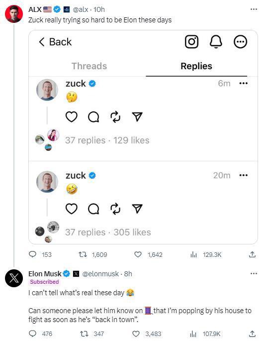 马斯克再度挑衅:迫不及待前往扎克伯格家向其请教