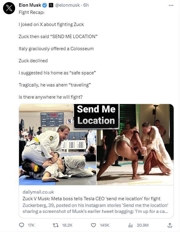 马斯克再度挑衅:迫不及待前往扎克伯格家向其请教