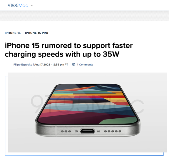 iPhone 15 Pro引领充电速度新纪元:或将实现最高35瓦充电速度
