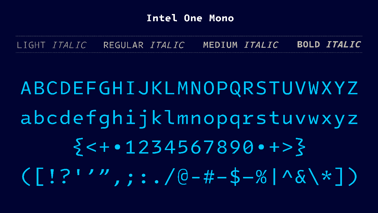 英特尔发布最新版本的开源字体 One Mono v1.3,专为开发者定制
